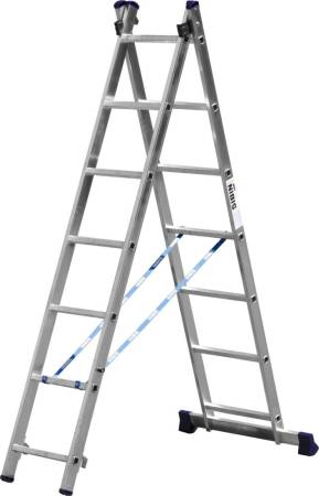 Двухсекционная  лестница СИБИН 7 ступеней со стабилизатором алюминиевая 38823-07. Артикул 38823-07