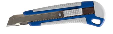 Нож технический КОБАЛЬТ лезвие 18 мм, двухкомпонентный корпус, металлическая направляющая, 242-137. Артикул 242-137