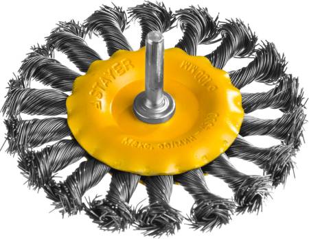 Щетка дисковая  STAYER PROFESSIONAL для дрели жгутированная стальная проволока 0,5мм 100мм 35115-100. Артикул 35115-100