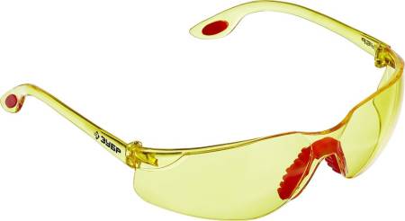 Защитные жёлтые очки ЗУБР СПЕКТР 3 широкая монолинза открытого типа 110316. Артикул 110316