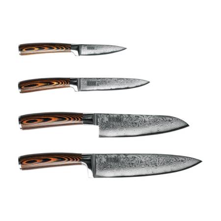 Набор из 4х ножей + универсальная подставка Omoikiri Damascus Suminagashi-SET 4996233. Артикул 4996233