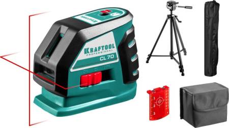 Нивелир лазерный KRAFTOOL CL-70 #3 20м/70м IP54 точн. +/-0,2 мм/м штатив питание 4хАА в коробке 34660-3. Артикул 34660-3