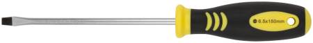 Отвертка "Хард", CrV сталь, прорезиненная черно-желтая ручка 6,5х150 мм SL FIT 55229. Артикул 55229