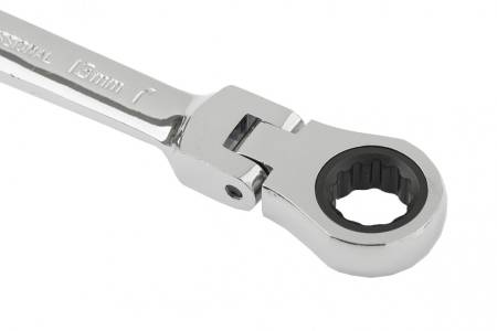 Ключ комбинированный трещоточный, 13 мм, CrV, шарнирный, зеркальный хром Matrix Professional 14865. Артикул 14865