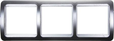 Панель СВЕТОЗАР "ГАММА" накладная горизонтальная цвет светло-серый металлик 3 гнезда SV-54148-SM. Артикул SV-54148-SM
